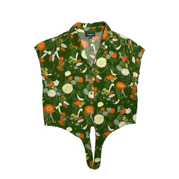 ModCloth Floral Tie-Front Button Down Blouse โ Size L - Picture 2 of 11